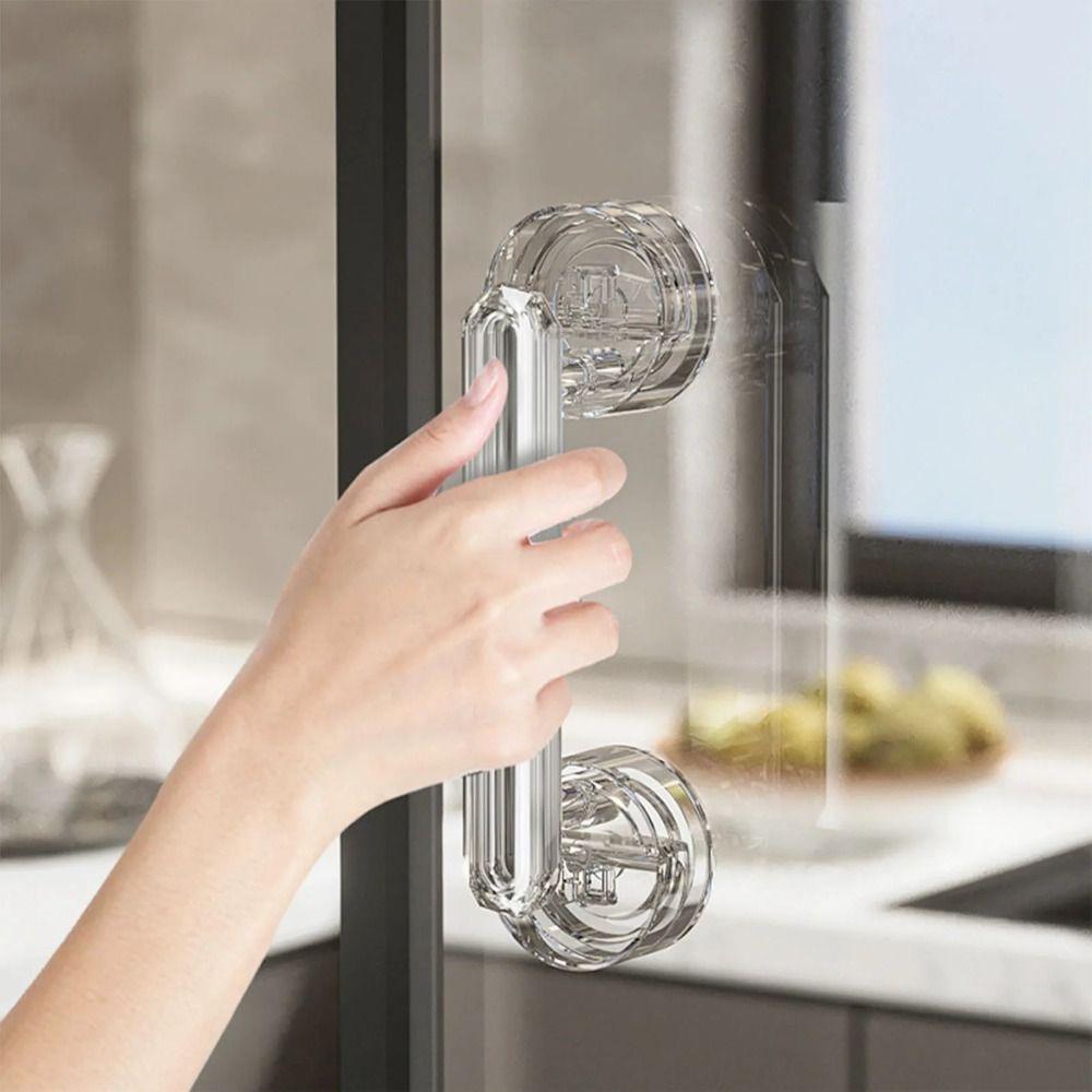 Hole Free Suction Cup Door Handle No Drilling Glass Door Handrail Sliding Door Handle  Shower