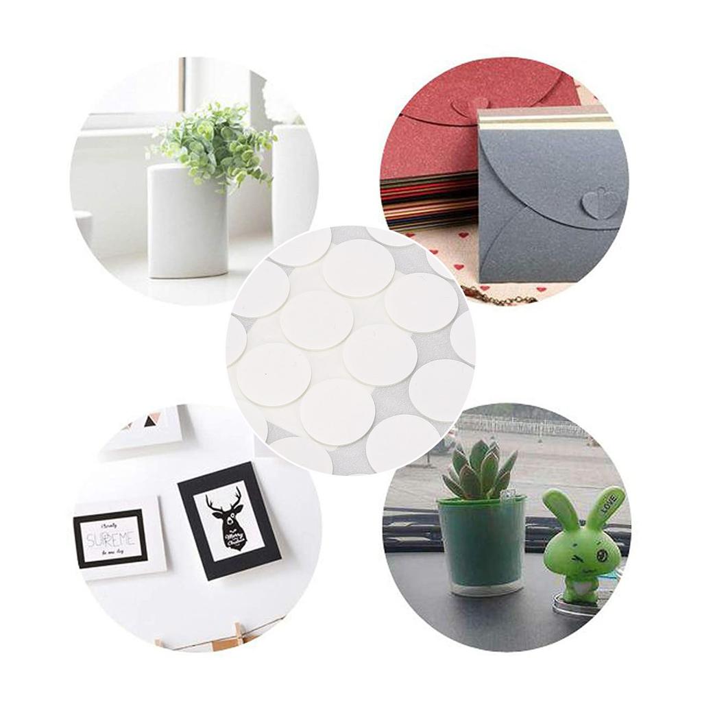 10 Sets Double Sided Foam Tapes Multifunctional Round PE Foam Self Adhesive Pads 20mmx1mm White