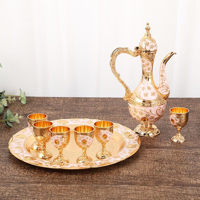 

Винный набор, чашка Baijiu, креативный бытовой европейский металлический старинный винный горшок, винный набор в русском национальном стиле