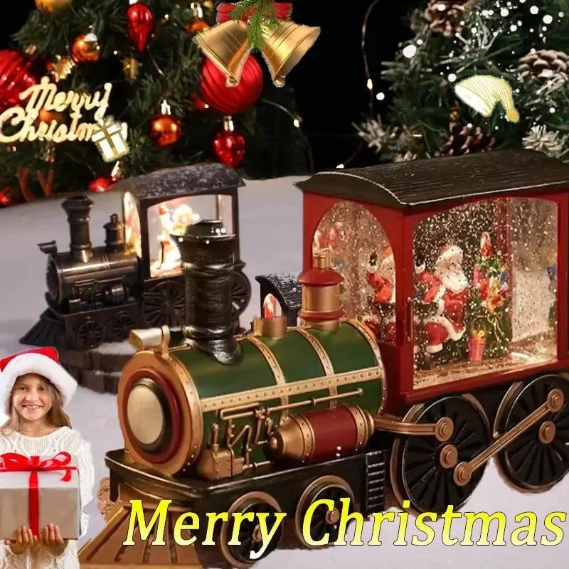 2026 Christmas Gift Christmas Crystal Ball Ornaments LED Lights Train Santa Claus Merry Christmas Decoration for Home Party Xmas