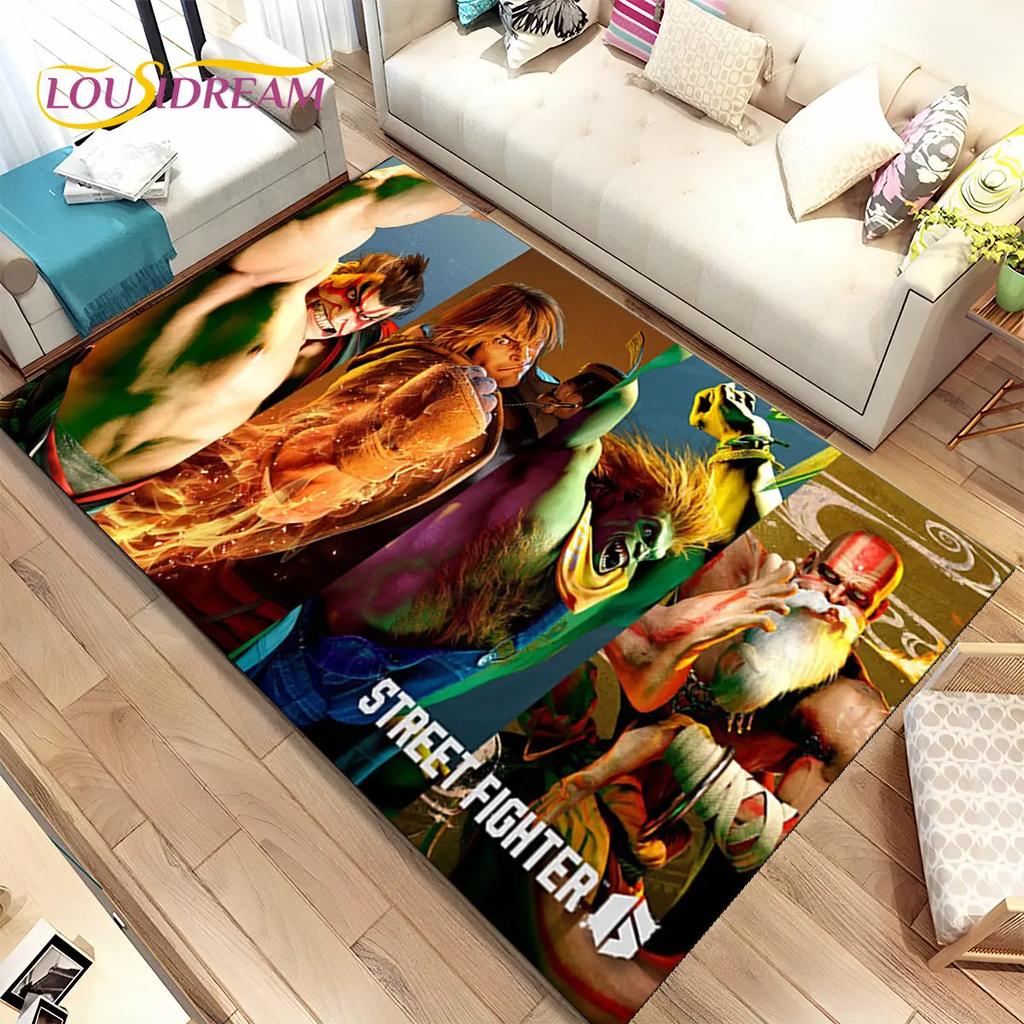 Street Fighter Retro Game Gamer Area Rug,Carpet Rug for Living Room Bedroom Sofa Doormat Decoration, Kid Play Non-slip Floor Mat