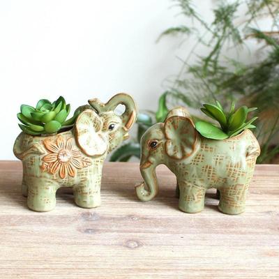 Artigianato Elefante in Ceramica Vintage Vaso per Fiori Succulente Vaso per Piante Verdi Decorazione Casa Giardino