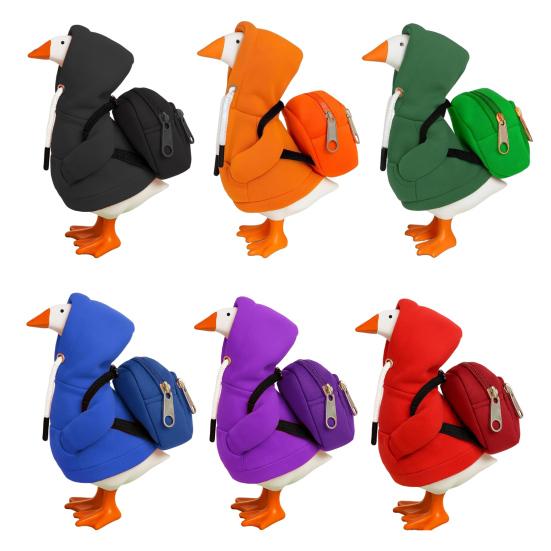 Mini Goose Hoodie with Backpack 7 Inch Desk Goose Outfit Mini Porch Goose Costume Magnetic Goose Statue Key Holder Clothes