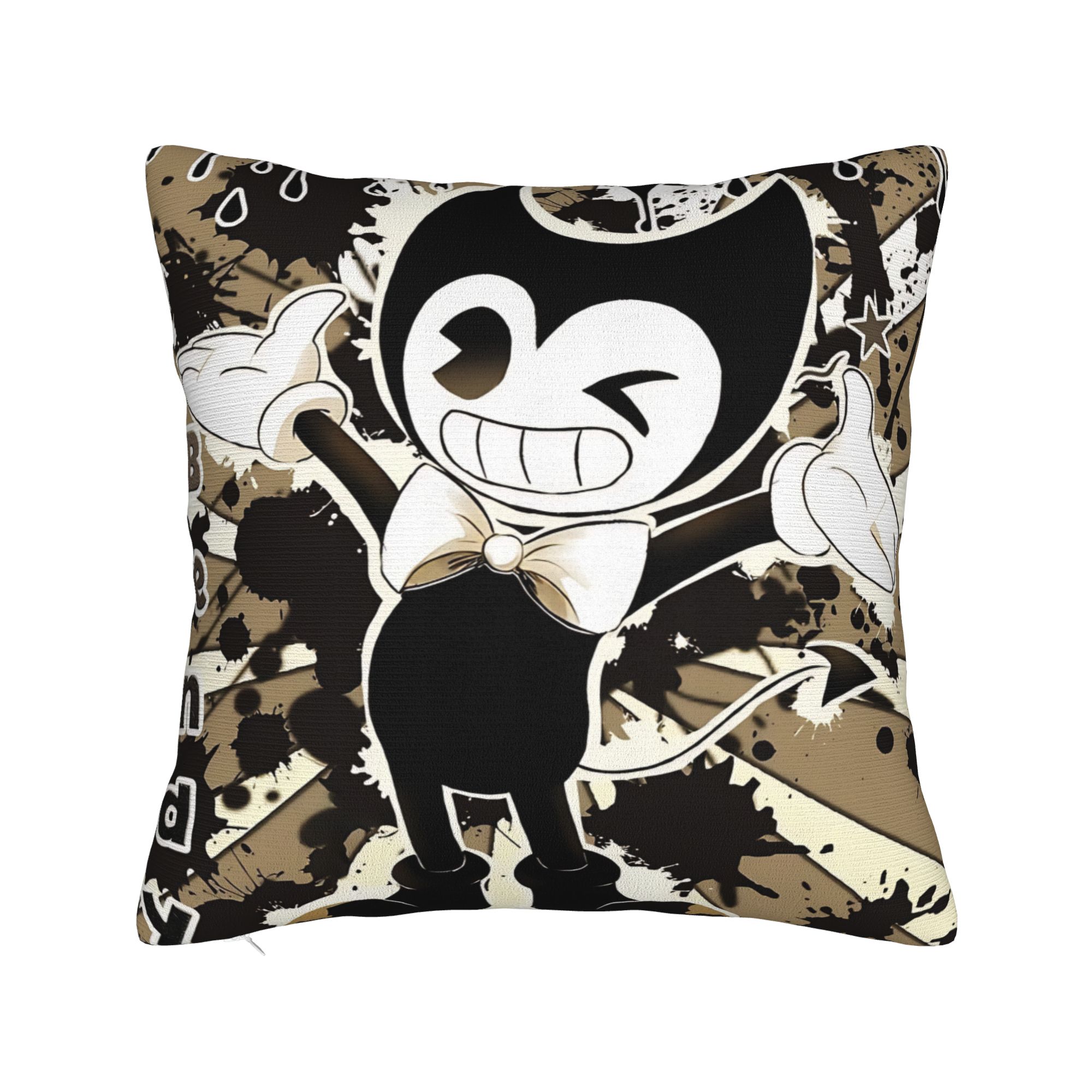 Bendy and the Dark Revival Наволочка Полиэстер Чехол для Подушки Подарок Игра Мультфильм Чехол для Наволочки Дом Квадратный 45*45см 12x12Inch