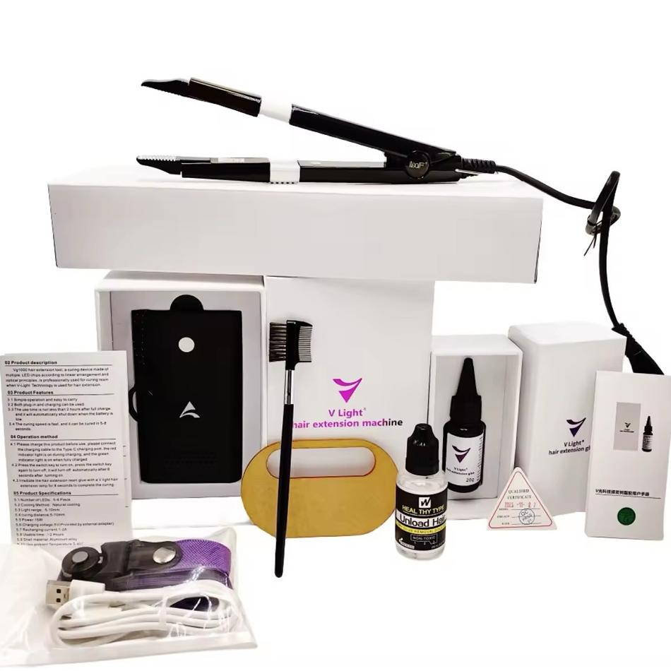 V light Hair Extension Machine Set Kit With V light glue Original V Light Technology Tool Hair Extension Machine For Tape glue