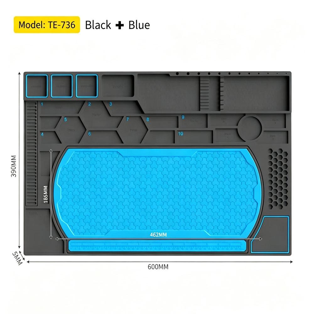 Multifunctional Silicone Repair Mat with Screw Fixing & Tool Storage Groove Welding Pad for Phone Laptop PC Motherboard Repair