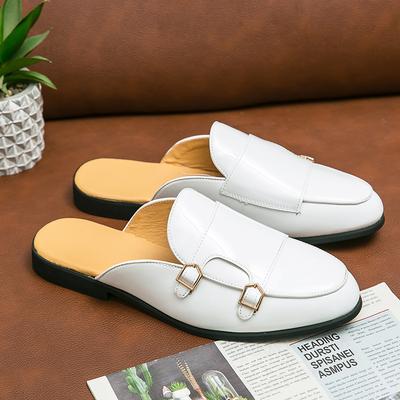 Large Size Glossy Small Leather Shoes Summer New Bag Head Half Slippers Breathable Without Heel Lazy Word Drag