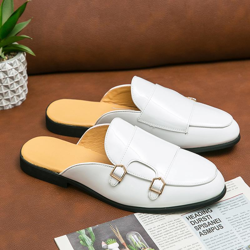 Scarpe estive nuove in pelle lucida di taglia grande, testa di borsa, mezze pantofole, traspiranti, senza tacco, parola pigra, ciabatte