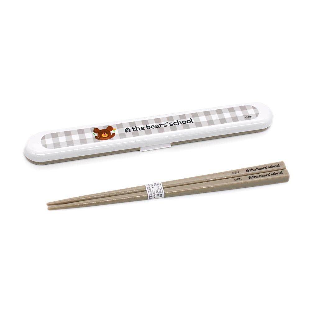 

Kamio Japan The School Cutlery Set with Chopsticks and Chopstick Case for Gingham Check Bears Girls,