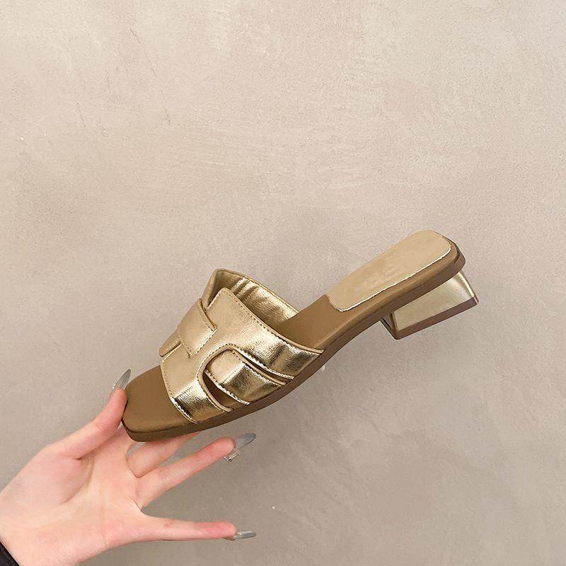 French Low-heeled Cool Slippers Women's Summer Wear 2025 New with Skirt Fairy Style Temperament Slope Heel Beach One-word Drag