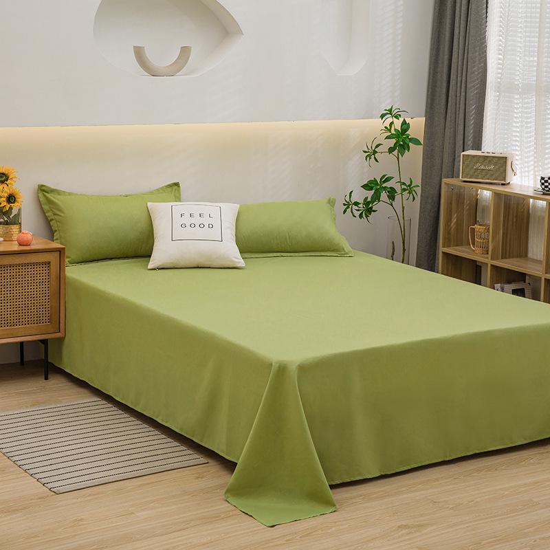Solid Color Washed Cotton Bed Sheet Set - Fitted Sheet & Duvet Cover for Dorms