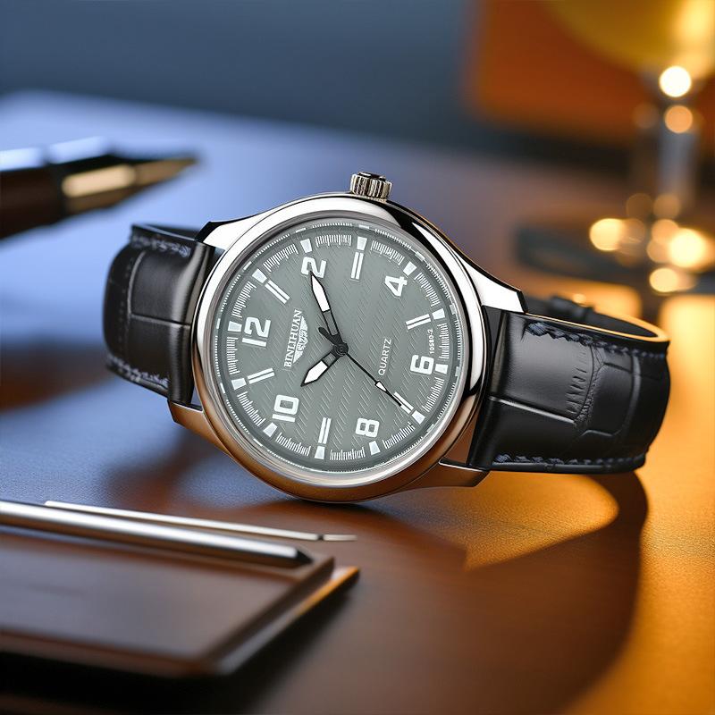 Men Wristwatch Business Watch Quartz Clock Leather Watches