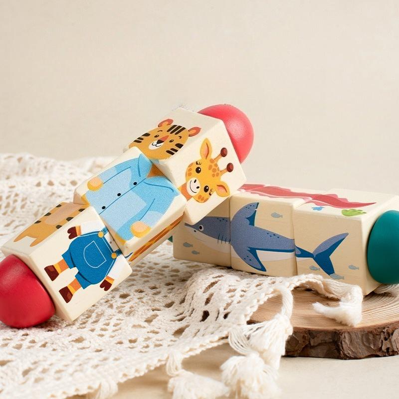 1PC 3D Wooden Rotating Puzzle for Toddlers, Enhancing Grasping Skills, Educational Toy for Children