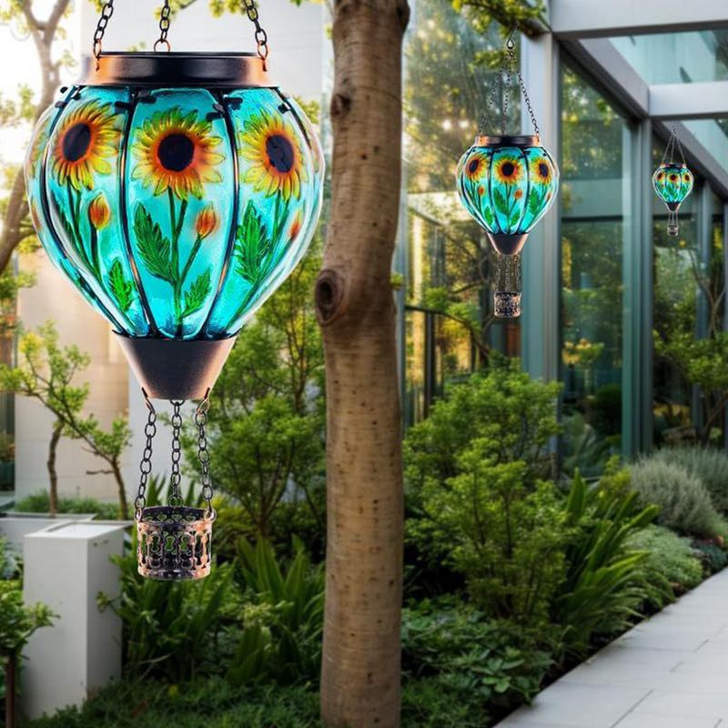 Hot Air Balloon Solar Lantern LED Flickering Flame Hot Air Balloon Solar Lights Outdoor Colorful Solar Lanterns Outdoor