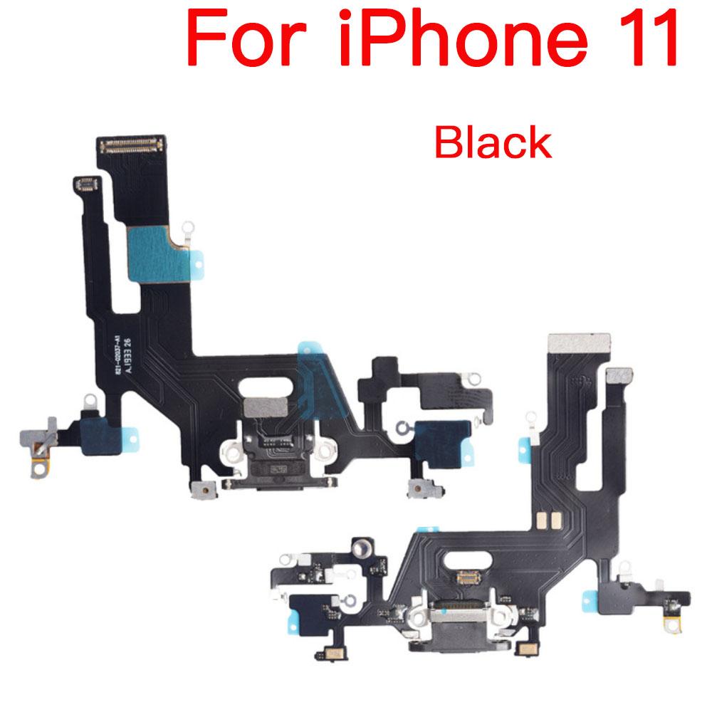 Charging Port Flex Replacement For iPhone 11 12 Mini Pro Max USB Charger With Microphone Connector Flex Cable 11 Black