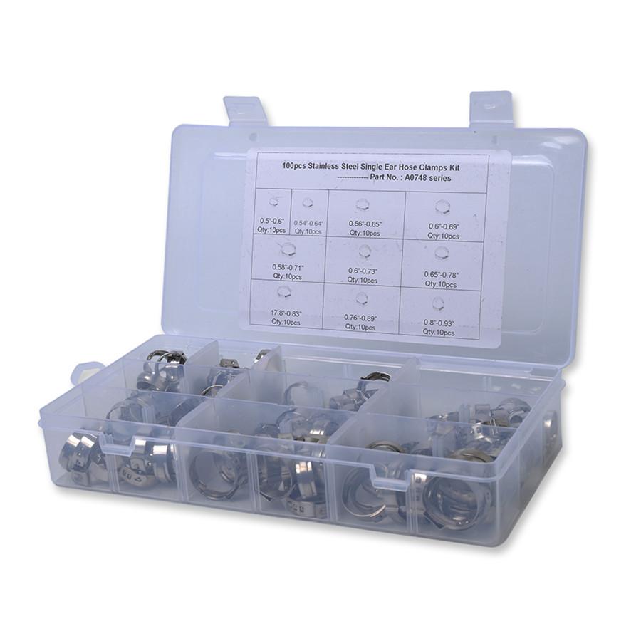 Universal 100PCS Hose Clamp With Tool Plier Set 10 Kinds Of Single Ear Clamp Hose Clamp Stainless Steel Clamp Pliers Ear Clamp Pincer