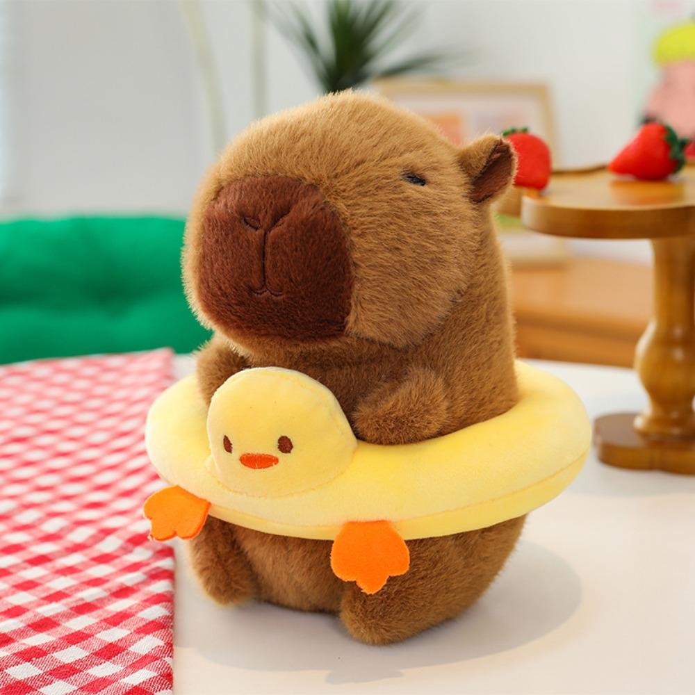 Swimming Circle Simulation Capybara Toy With Backpack Stuffed Capybara Doll  Christmas