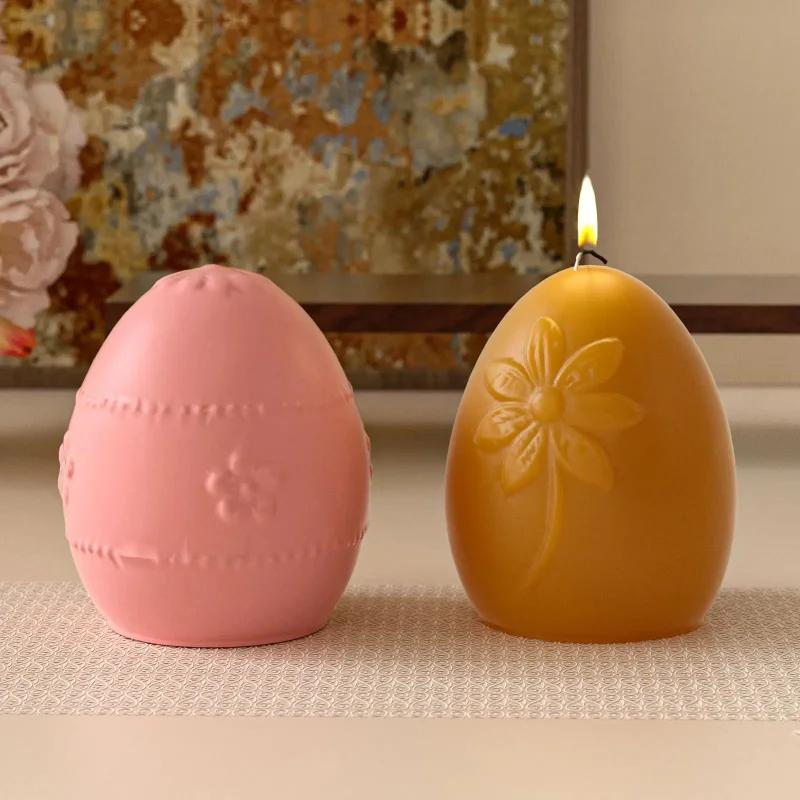 Top Quality DIY Creative Flower Relief Easter Egg Silicone Mold Aroma 3D Candle Plaster Resin Ornaments Mould Easter Home