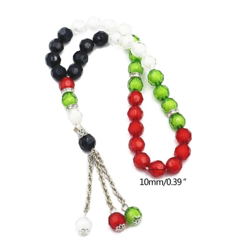 2/4pcs Flag Colors Bracelet Acrylic Prayer Rosary Bracelet Religious Gift