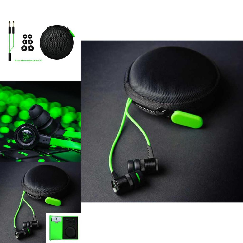 Cuffie da Gaming In-ear Razer Hammerhead Pro con Organizzatore per Cuffie Verde Magico