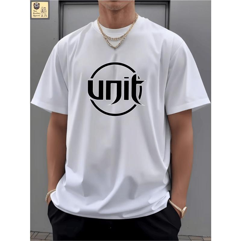 

European sizes Men s Casual Short-Sleeve T-Shirt - Summer Breathable Round Neck Tee, Unit Trendy Fashion Print, Machine Washable Regular Fit 4XL білий