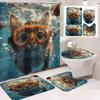 31Style 4Pcs Funny Shower Curtains Bathroom Curtain With Hooks Decor Waterproof Cat Dog 3d Bath 180*180cm Creative Personality Shower Curtain