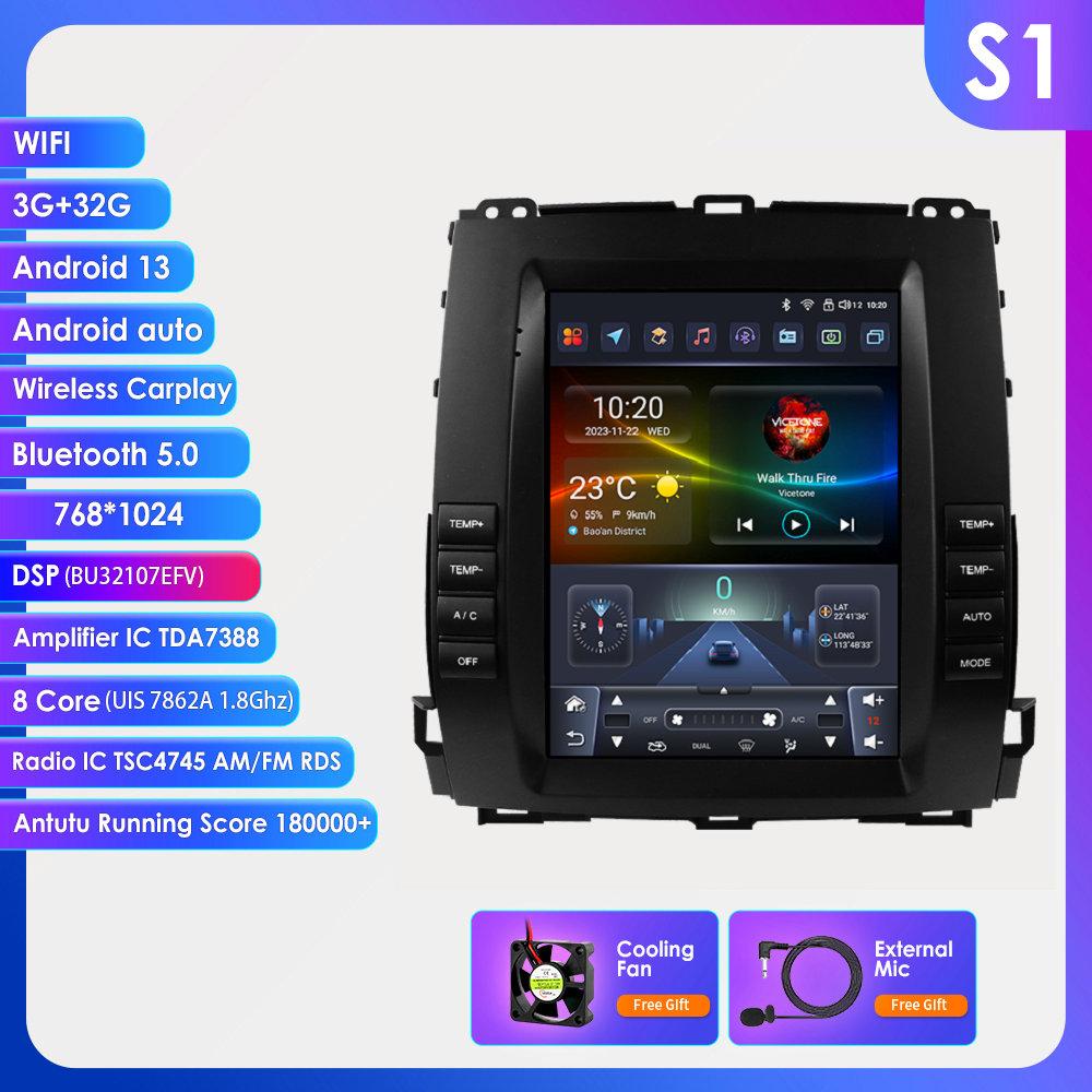 OSSURET Android-Autoradio für Toyota Land Cruiser Prado 120 2002–2009 Lexus GX470 Multimedia-Vertikalbildschirm Carplay Intelligenter Android Auto-Player