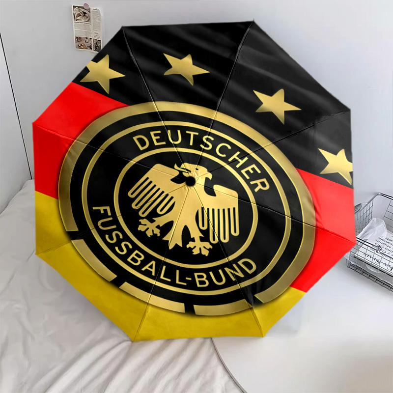 1 PC Automatic Folding Umbrella - Germany National Football Team Pattern Portable Foldable Design With 8 Ribs Christmas Birthday Gifts