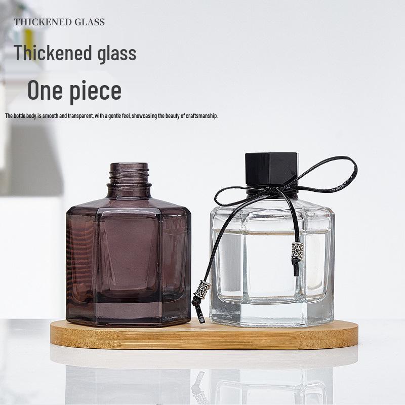 Flameless Rattan Stick Scented Oil Diffuser - Hexagonal Glass Bottle for Home & Car Decoration (Empty)