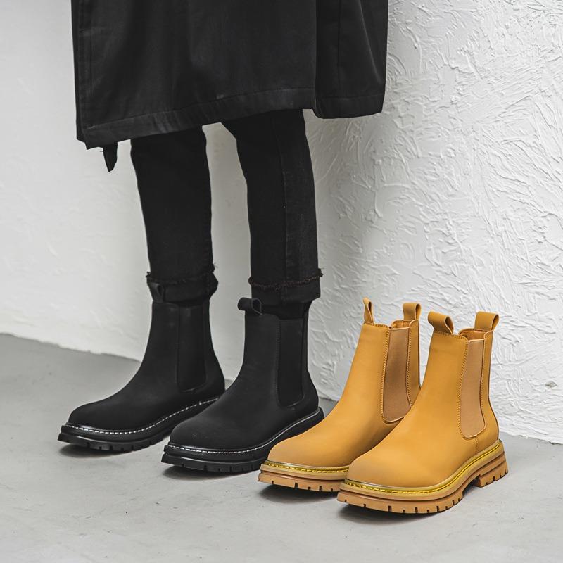 2933 Chelsea Martin boots men's shoes autumn new cigarette boots short boots thick-soled big yellow boots desert retro boots