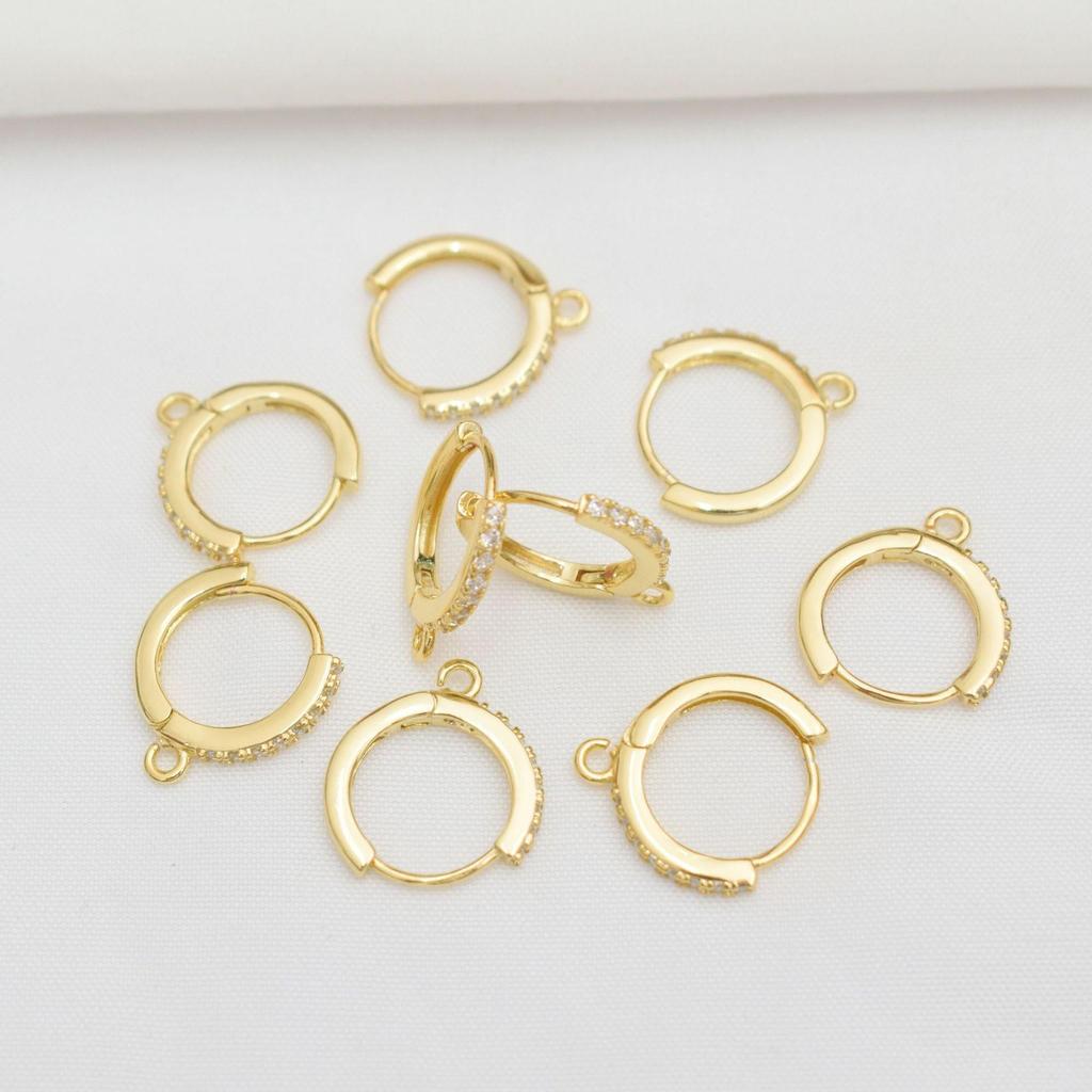 18K Gold Plated Zirconia Hoop Earrings with Pendant Clip