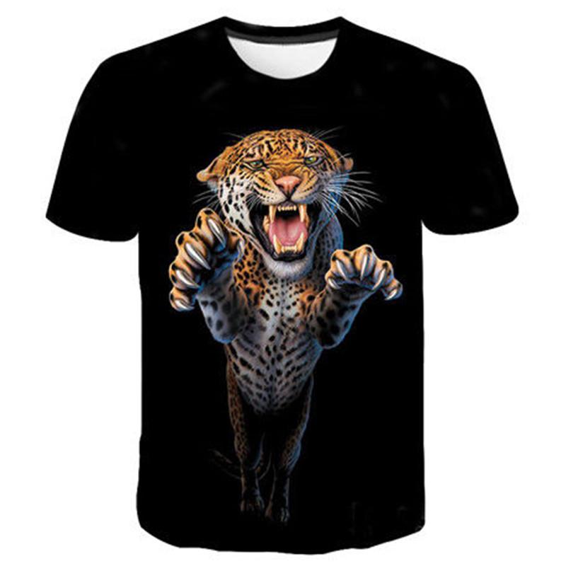 Neuer Sommer Freizeit Modetrend Tigerbild Herren T-Shirts Lässiger Druck Persönlichkeit Tees Rundhals Kurzarm Lustige Oberteile