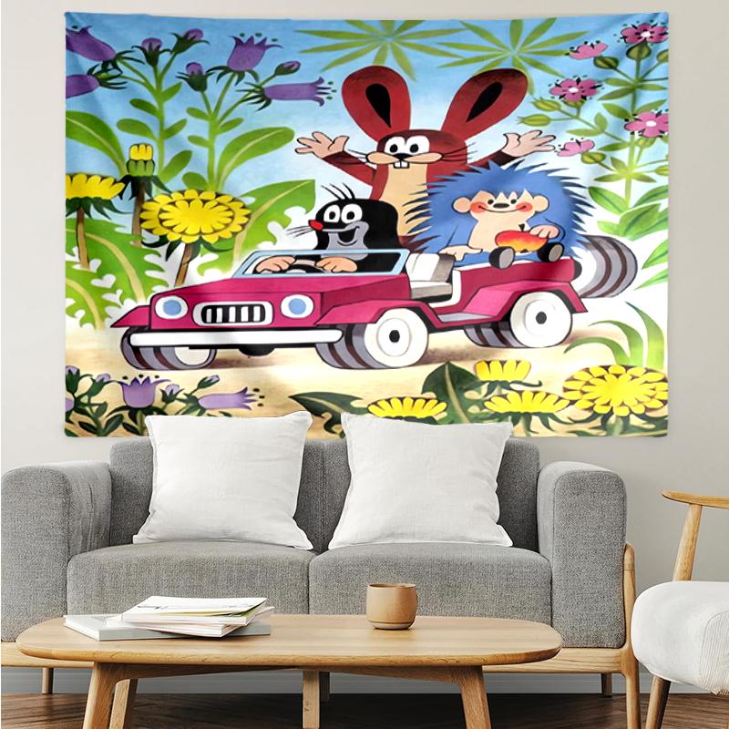 Krtek Print Tapestry, Backdrop, Easy Setup, Ideal for Bedroom, Office & Living Room, with Aesthetic Wall Hanging Decor.