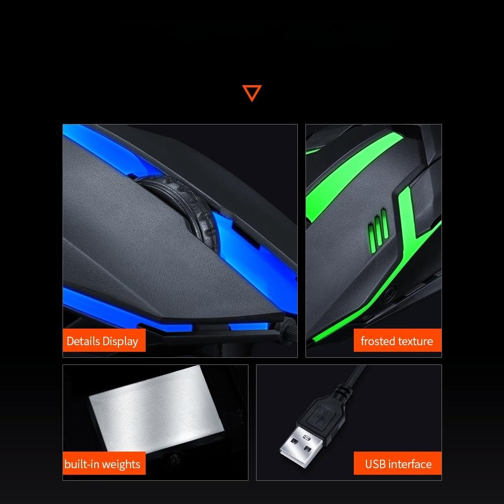 

T WOLF V1 Wired Gaming Mouse 3 Button 7 Colorful Backlight 1200 movement speed Office Mouse Built in Weights for Laptop чёрный