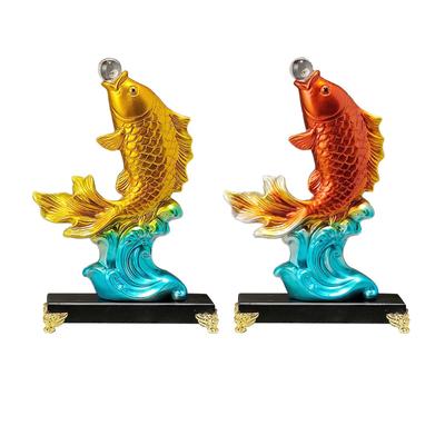 Koi Fish Statue Collectible Feng Shui Decor Desktop Ornament Modern Statue for Fireplace Entrance Living Room Office New Year