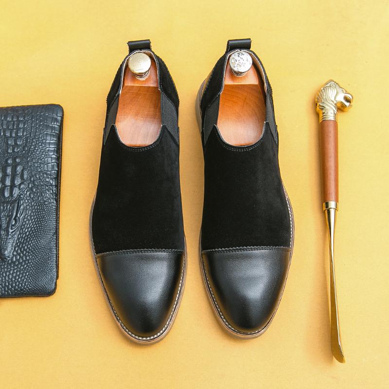 Autumn Winter Hot Selling Men's Ankle Boots Pointed Elegant Dress Shoes Retro Brown Men's High Top Business Leather Shoes