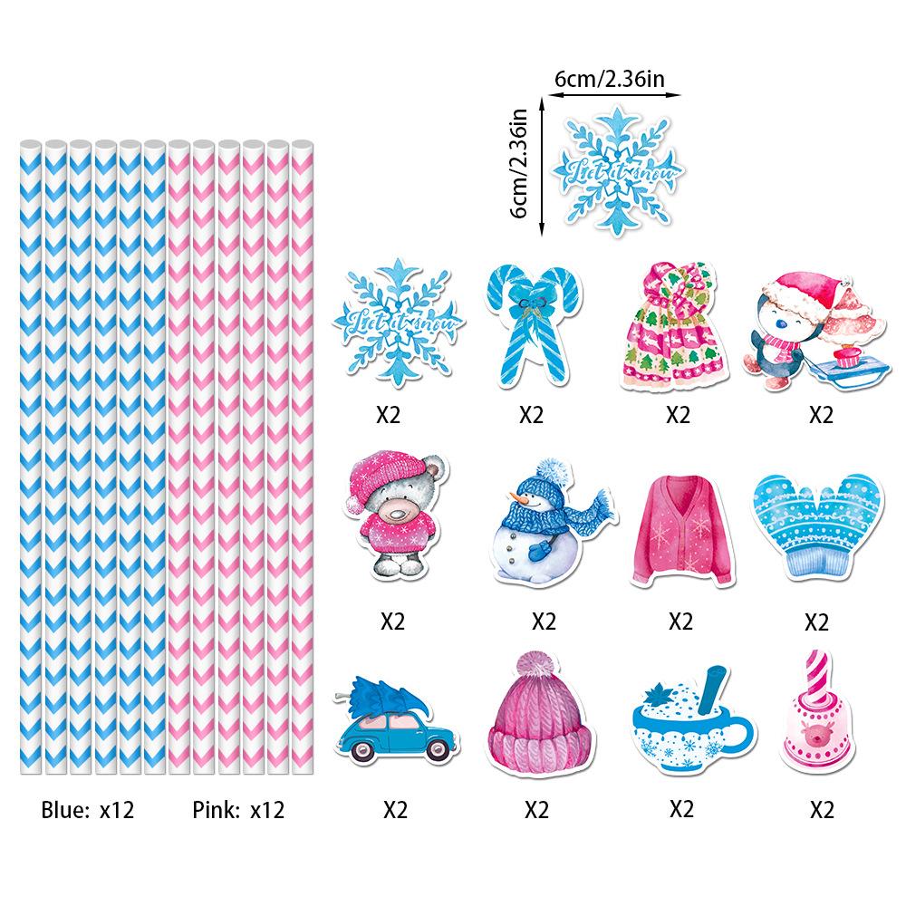 New Styles, Christmas, Cartoon Snowman, Plugins, Party Decorations, Beverage Straws, Disposable Paper Straws, Decorative Items