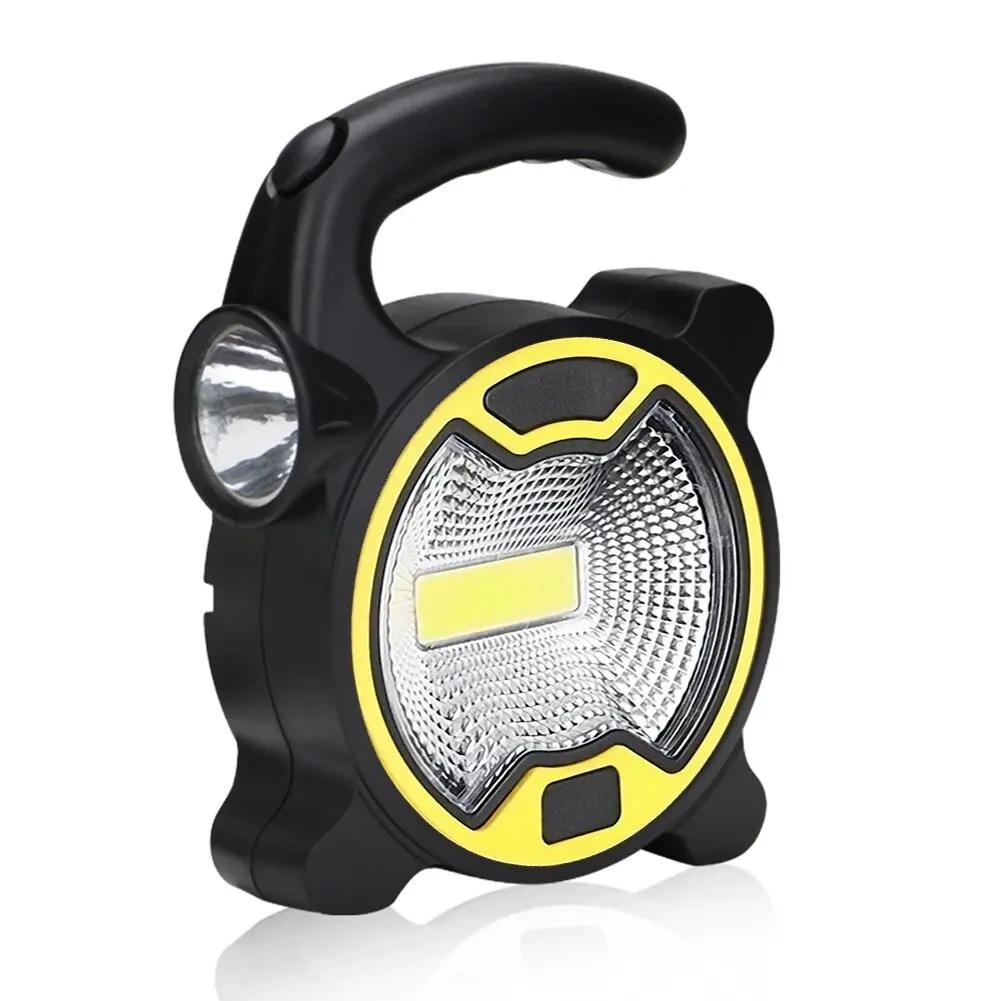Portable Battery COB LED Work Light - Hand Flashlight for Outdoor Tent Camping (Handle Included, Battery Not Included)