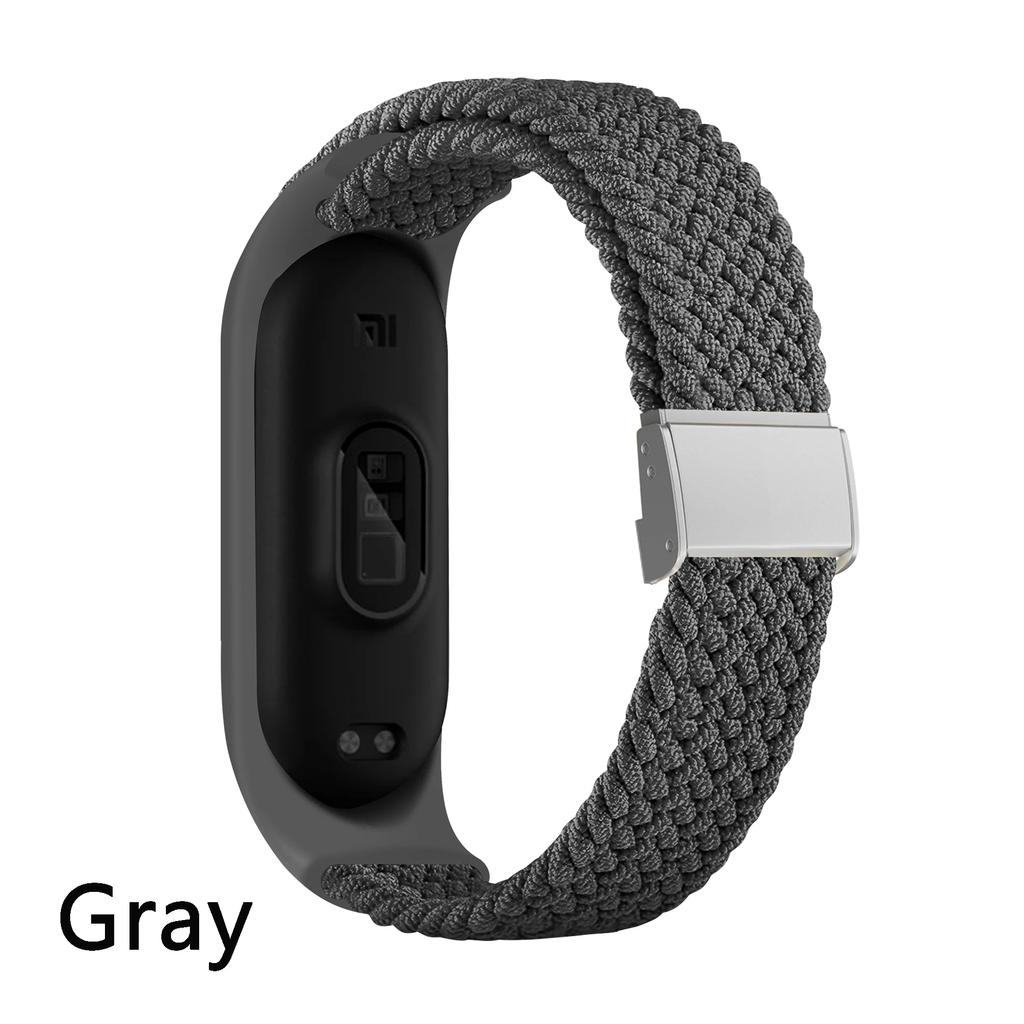 Nylon Braided Strap For Mi Band 7 6 5 Stainless Steel Buckle Elastic Adjustable Bracelet Band for Xiaomi Miband 4 3 5 6