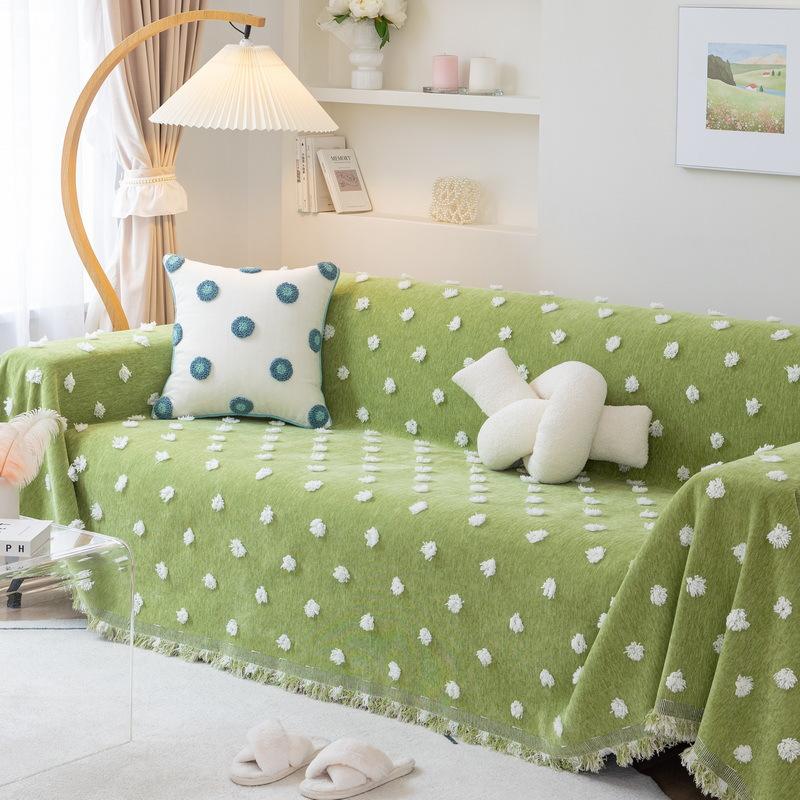 Nordic Geometric Jacquard Couch Cover Double Sided Chenille Anti-scratch Sofa Towel Furniture Protection Slipcover for Dogs Cats