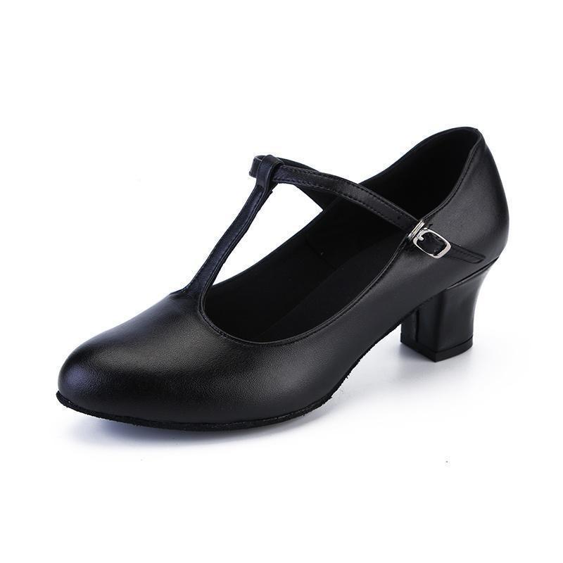 Leather Latin Dance Shoes for Women's Dance Parties Waltz Indoor Modern Dance Shoes Heeles 6cm