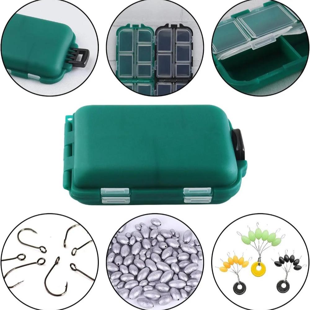 10 Compartments Mini Fishing Tackle Box Fish Lures Square Case Fishing Hooks Holder Accessories Baits Plastic Storage