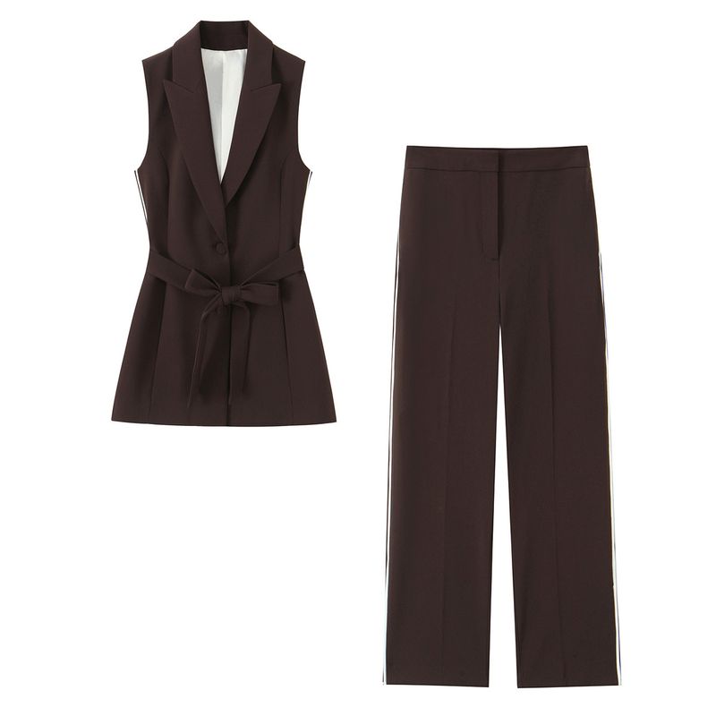 Kaslead New Women clothes Western Style Side Stripe Casual Pants with Accessories Vest 8741326 8742326