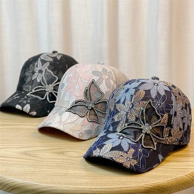 New Lace Thin Hat Women's Breathable Sunscreen Rhinestone Butterfly Baseball Cap Street Fashion Versatile Trendy Cap