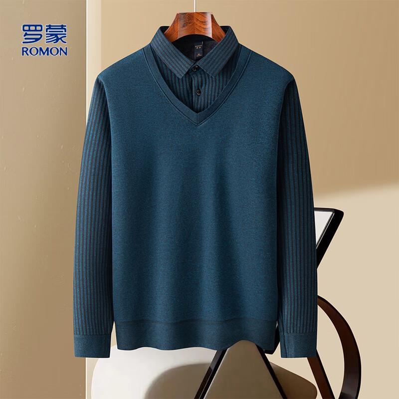 ROMON Men's Faux Two-Piece Knit Sweater