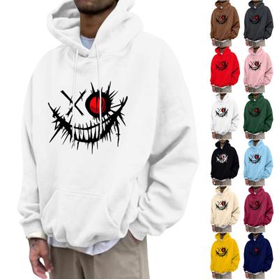 Top Casual de Moda Unisex com Capuz de Cordão e Moletom Estampado