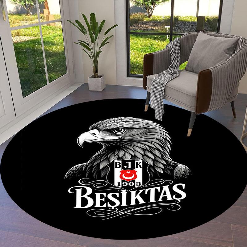 Besiktas Gymnastics Club Round Area Rug,Carpet Rug for Living Room Bedroom Sofa Playroom Decor,Non-slip Floor Mat