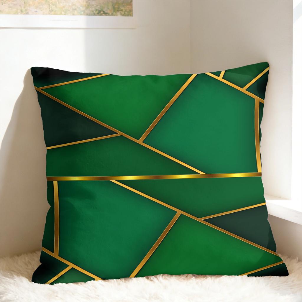 Green And Gold Line Pattern Pillow Case Print Pillow Cover For Sofa Home Decor Vintage Pillowcases