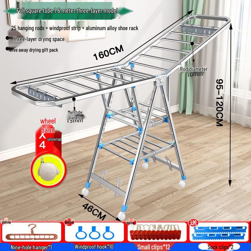 Floor-Standing Folding Towel and Clothes Rack for Hairdressing Salons and Barber Shops