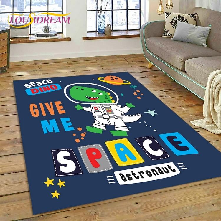 3D Cute Dino Cartoon Dinosaur Space Carpet Rug for Bedroom Living Room Home Sofa Decoration,Children Game Large Decor Floor Mat